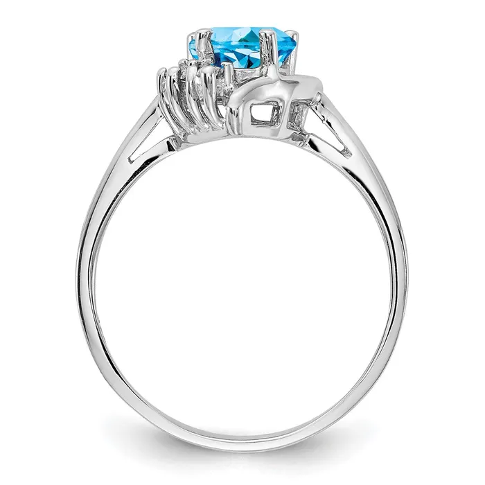 Rings Goldia 14k White Gold 6mm Heart Blue Topaz VS Diamond ring