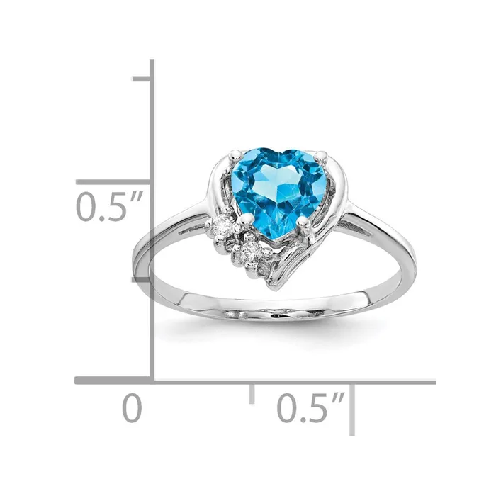 Rings Goldia 14k White Gold 6mm Heart Blue Topaz VS Diamond ring