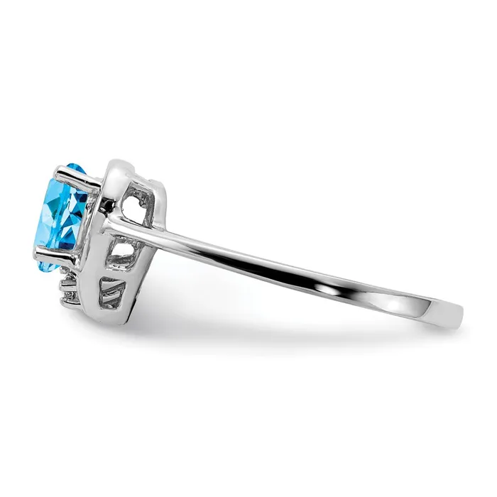 Rings Goldia 14k White Gold 6mm Heart Blue Topaz VS Diamond ring