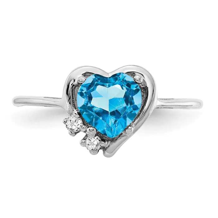 Rings Goldia 14k White Gold 6mm Heart Blue Topaz VS Diamond ring