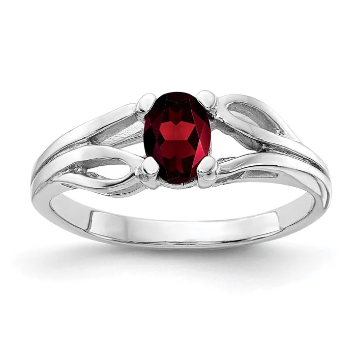 Rings Goldia 14k White Gold 6x4mm Oval Garnet Checker ring
