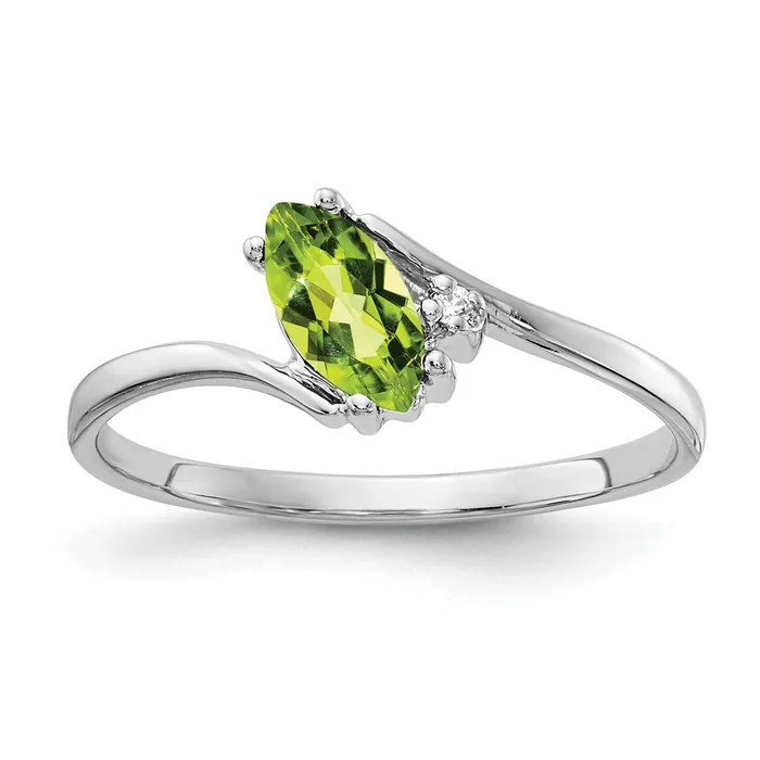 Rings Goldia 14k White Gold 7x35mm Marquise Peridot AAA Diamond ring