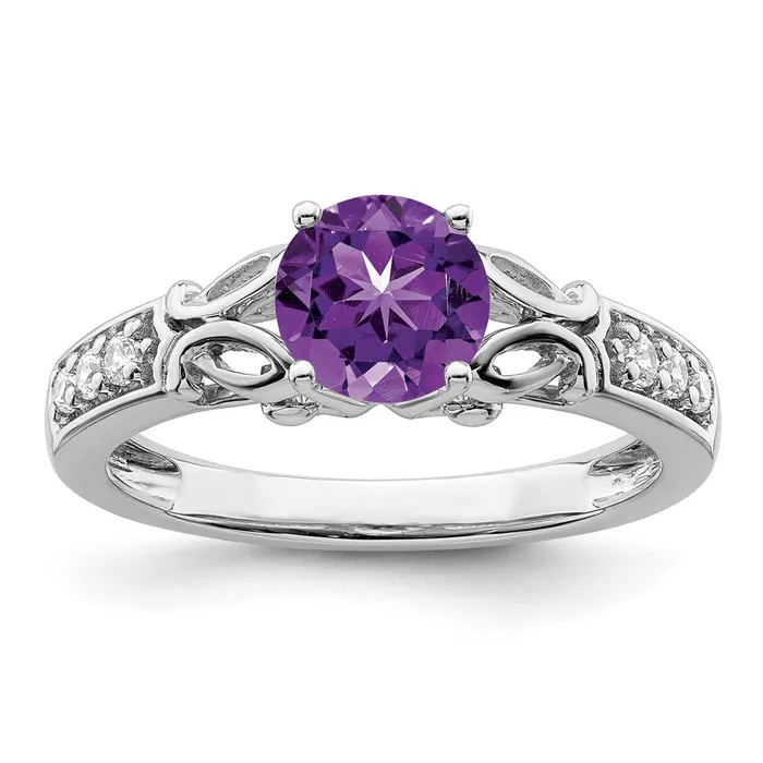 Rings Goldia 14k White Gold Polished Amethyst and Real Diamond Ring