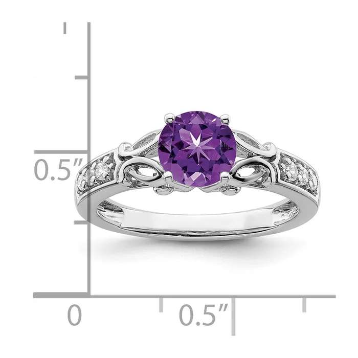 Rings Goldia 14k White Gold Polished Amethyst and Real Diamond Ring