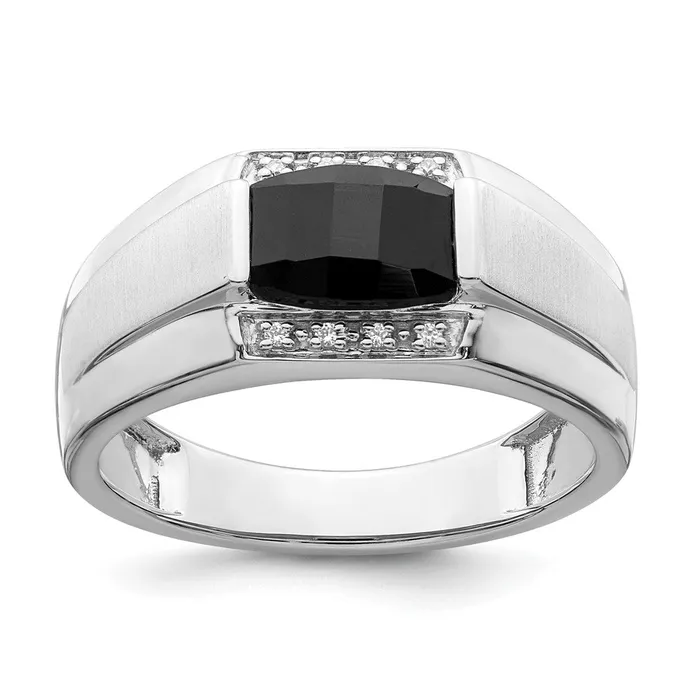 Rings Goldia 14k White Gold Polished u0026 Satin Onyx u0026 Real Diamond Mens Ring