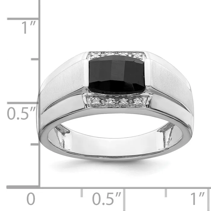 Rings Goldia 14k White Gold Polished u0026 Satin Onyx u0026 Real Diamond Mens Ring
