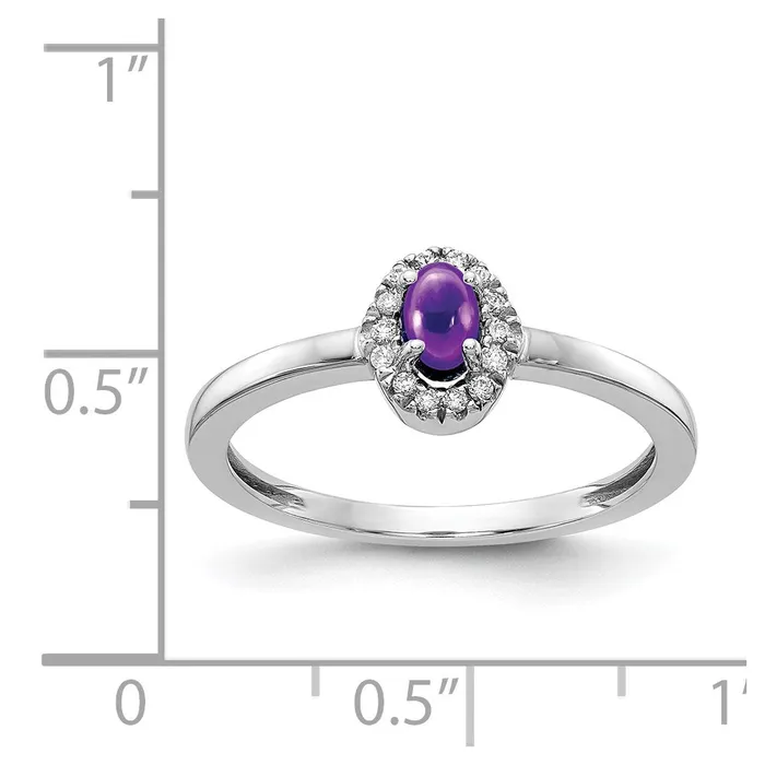 Rings Goldia 14k White Gold Real Diamond and Oval Cabochon Amethyst Ring