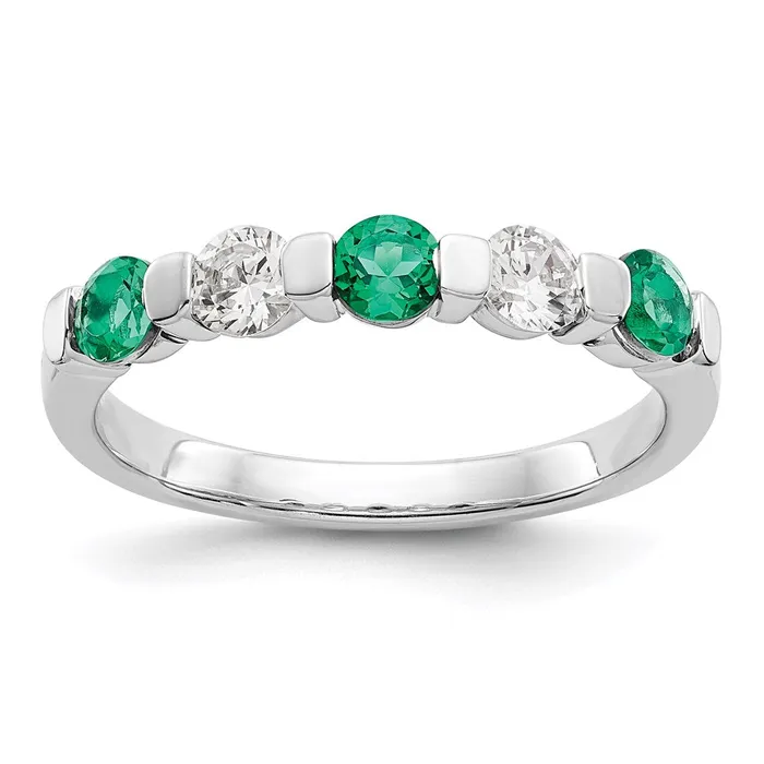 Rings Goldia 14k White Gold Real Diamond wEmerald Band