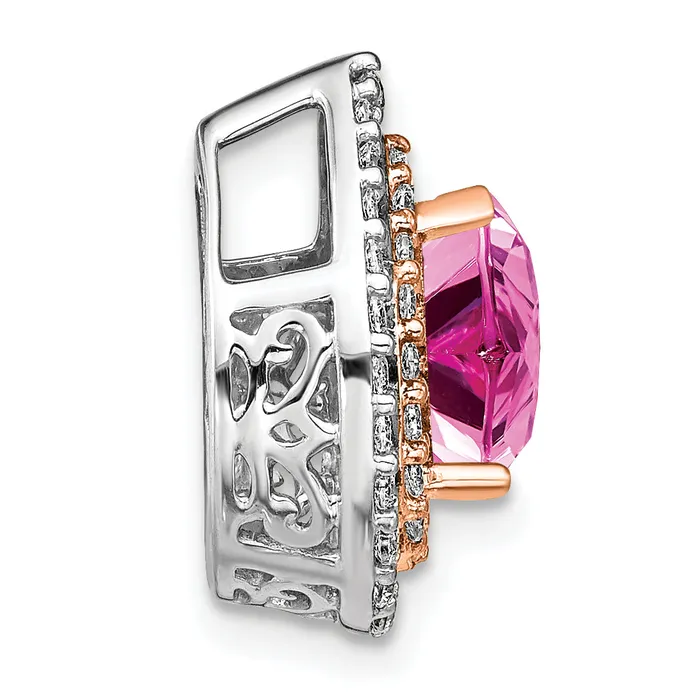 Rings Goldia 14K WhiteRose Gold Two Tone Rose and White 12 Ct Lab Grown Diamond VSSI G and Lab Created Pink Sapphire Chain Slide Pendant