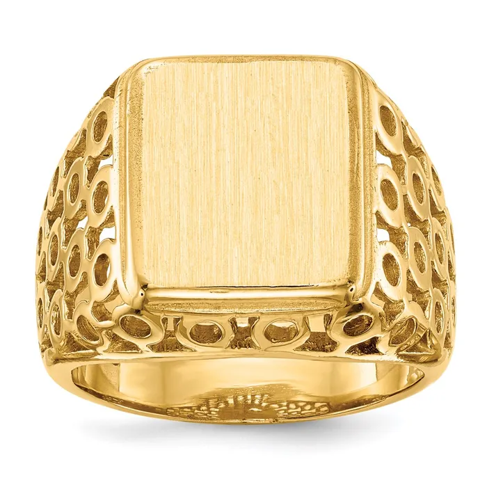 Rings Goldia 14K Yellow Gold 145 x 125mm Open Back Mens Signet Ring