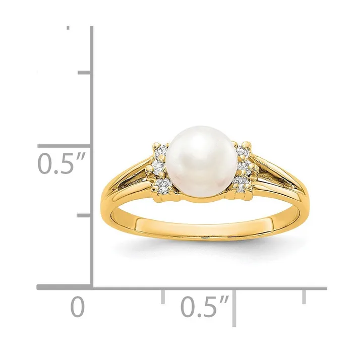Rings Goldia 14k Yellow Gold 6mm FW Cultured Pearl VS Diamond ring