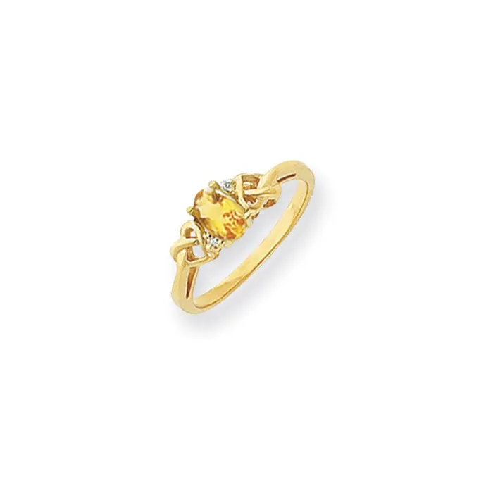 Rings Goldia 14k Yellow Gold 6x4mm Oval Citrine Checker AA Diamond ring