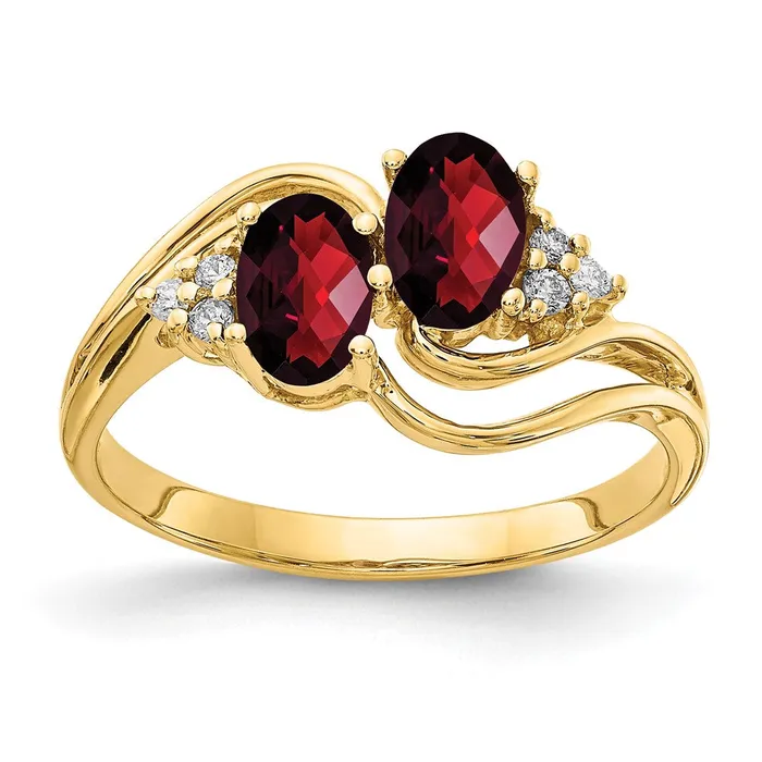 Rings Goldia 14k Yellow Gold 6x4mm Oval Garnet Checker VS Diamond ring