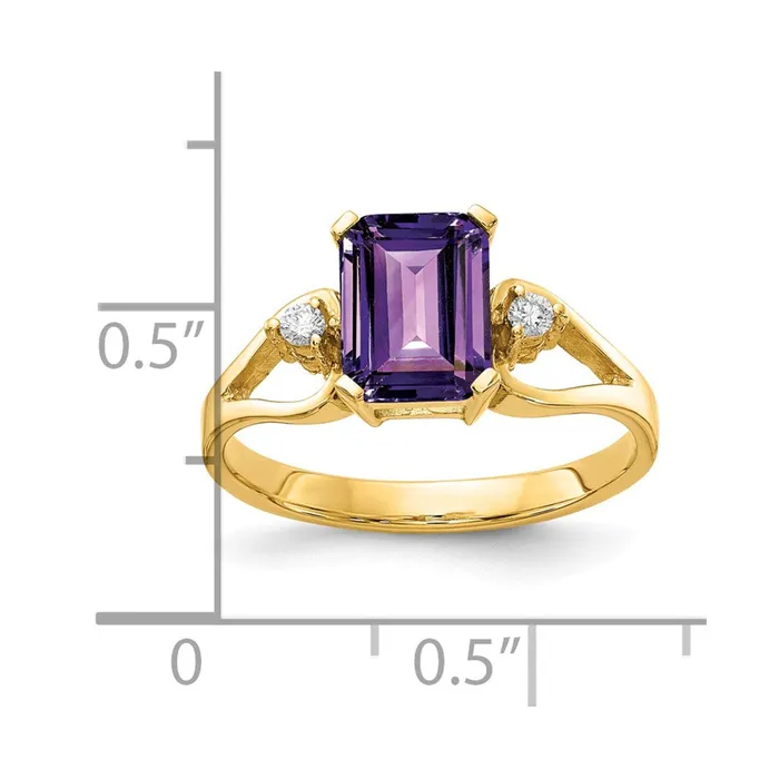 Rings Goldia 14k Yellow Gold 8x6mm Emerald Cut Amethyst AAA Diamond ring