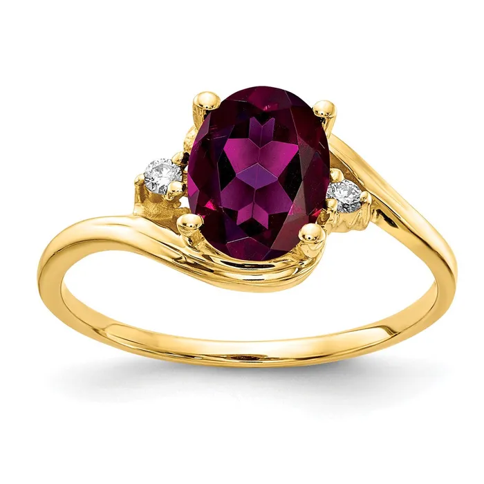 Rings Goldia 14k Yellow Gold 8x6mm Oval Rhodolite Garnet AAA Diamond ring Rings Goldia 14k Yellow Gold 8x6mm Oval Rhodolite Garnet AAA Diamond ring