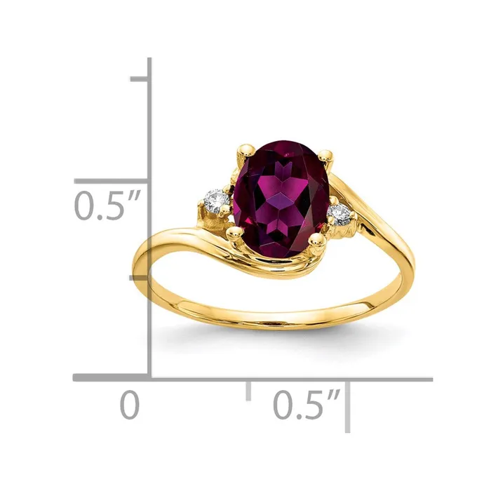 Rings Goldia 14k Yellow Gold 8x6mm Oval Rhodolite Garnet AAA Diamond ring