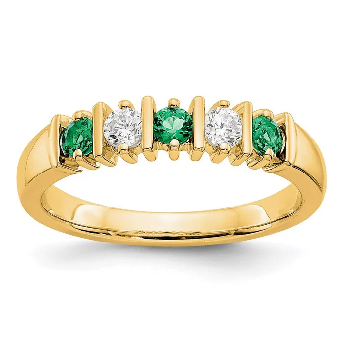 Rings Goldia 14k Yellow Gold Real Diamond wEmerald Band