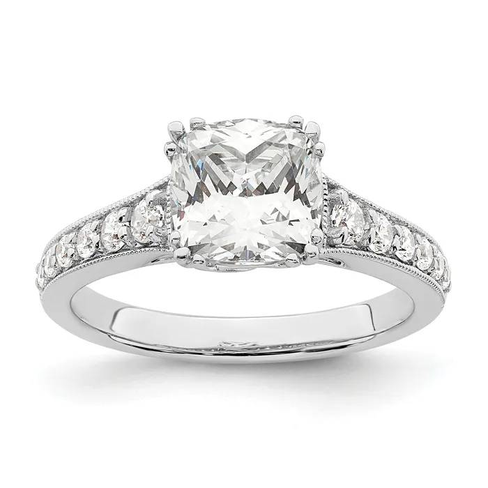 Rings Goldia 200ct CZ Solid Real 14k White Polish 2ct Cushion Engagement Dia Ring Rings Goldia 200ct CZ Solid Real 14k White Polish 2ct Cushion Engagement Dia Ring
