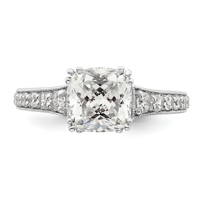 Rings Goldia 200ct CZ Solid Real 14k White Polish 2ct Cushion Engagement Dia Ring