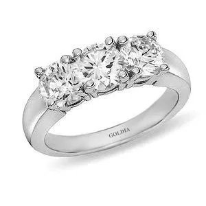 Rings Goldia 2 ct Round Cut Diamond Platinum Threestone Engagement Ring Rings Goldia 2 ct Round Cut Diamond Platinum Threestone Engagement Ring