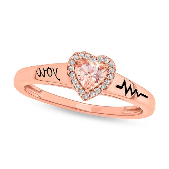 Rings Goldia 40mm HeartShaped Morganite and Natural Diamond Accent Frame Promise Ring in Sterling Silver with Solid 14K Rose Gold Plate 1 Line Rings Goldia 40mm HeartShaped Morganite and Natural Diamond Accent Frame Promise Ring in Sterling Silver with Solid 14K Rose Gold Plate 1 Line