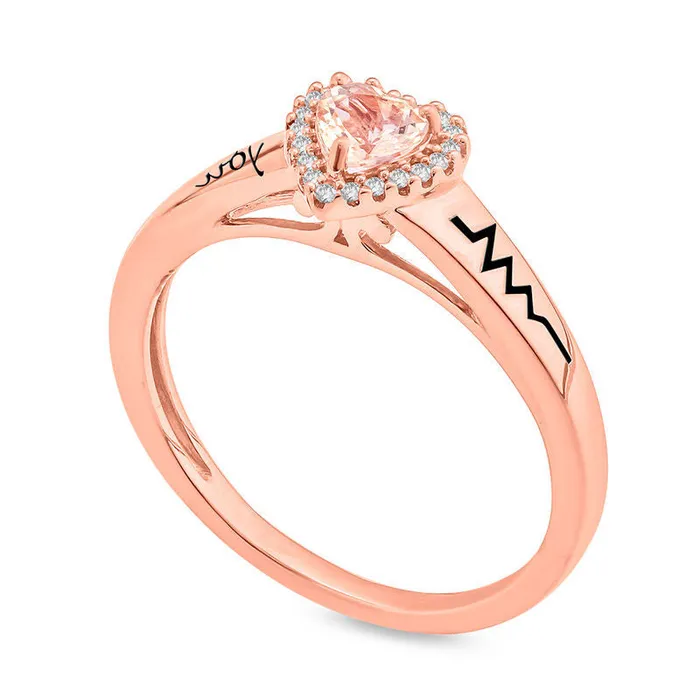 Rings Goldia 40mm HeartShaped Morganite and Natural Diamond Accent Frame Promise Ring in Sterling Silver with Solid 14K Rose Gold Plate 1 Line Rings Goldia 40mm HeartShaped Morganite and Natural Diamond Accent Frame Promise Ring in Sterling Silver with Solid 14K Rose Gold Plate 1 Line