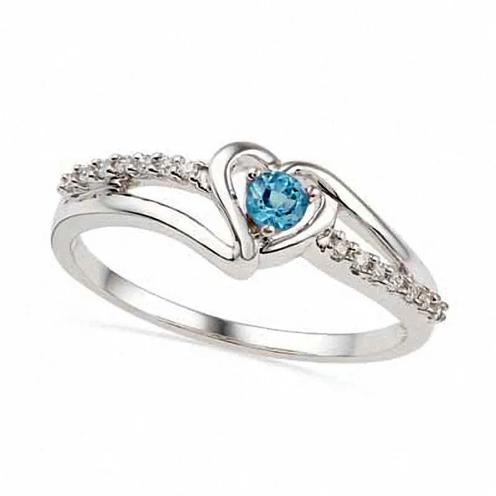 Rings Goldia Blue Topaz and Natural Diamond Accent Heart Ring in Sterling Silver Rings Goldia Blue Topaz and Natural Diamond Accent Heart Ring in Sterling Silver