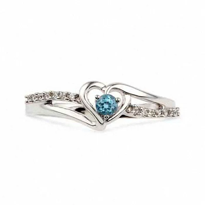 Rings Goldia Blue Topaz and Natural Diamond Accent Heart Ring in Sterling Silver Rings Goldia Blue Topaz and Natural Diamond Accent Heart Ring in Sterling Silver