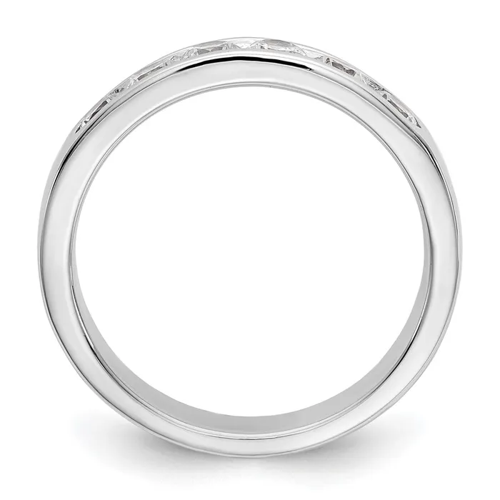 Rings goldiaca 14K White Gold 6Stone Real Diamond Channel Band