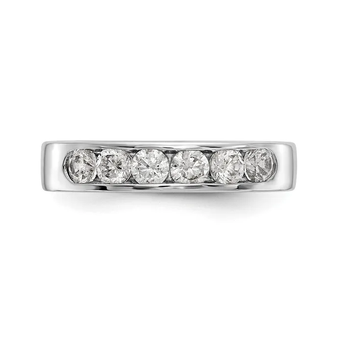 Rings goldiaca 14K White Gold 6Stone Real Diamond Channel Band