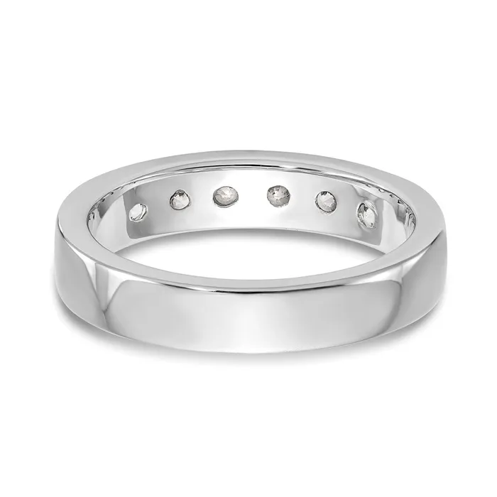 Rings goldiaca 14K White Gold 6Stone Real Diamond Channel Band