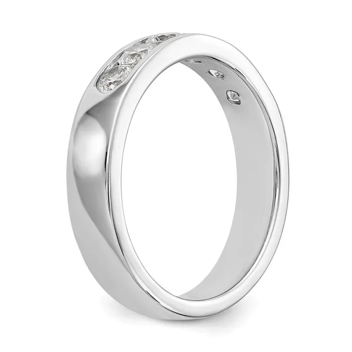 Rings goldiaca 14K White Gold 6Stone Real Diamond Channel Band