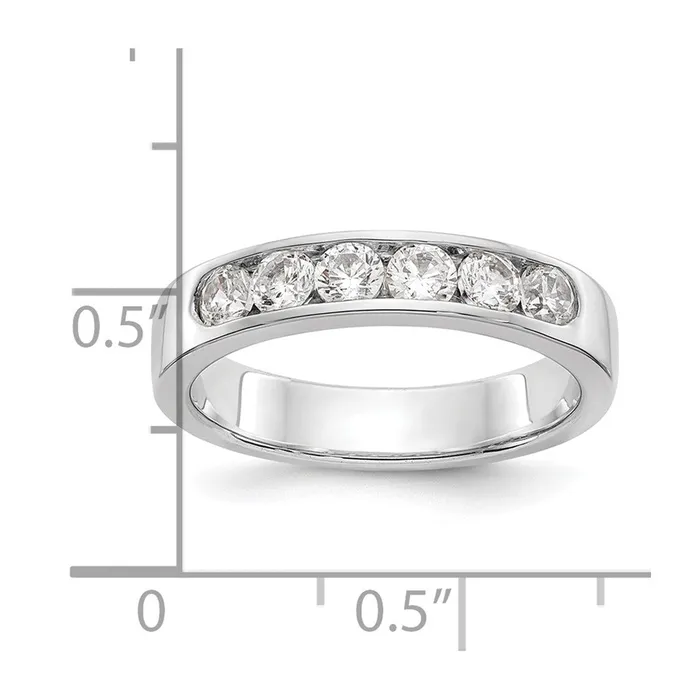 Rings goldiaca 14K White Gold 6Stone Real Diamond Channel Band