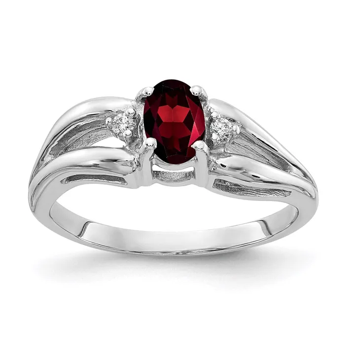 Rings goldiaca 14k White Gold 6x4mm Oval Garnet A Real Diamond ring