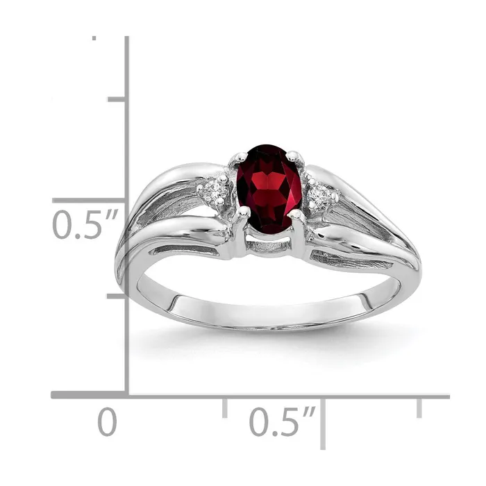 Rings goldiaca 14k White Gold 6x4mm Oval Garnet A Real Diamond ring