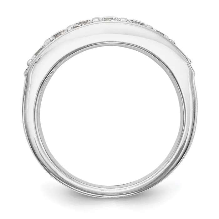 Rings goldiaca 14K White Gold 7Stone Real Diamond Channel Band