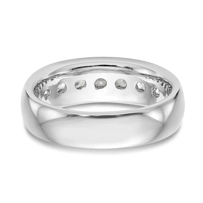 Rings goldiaca 14K White Gold 7Stone Real Diamond Channel Band