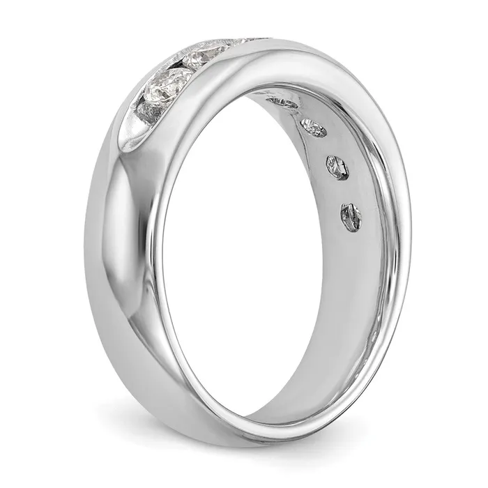 Rings goldiaca 14K White Gold 7Stone Real Diamond Channel Band