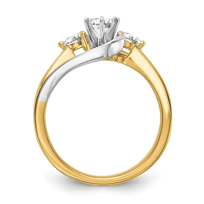 Rings Goldiacom 14K Two tone 3 Stone Diamond Peg Set CZ Engagement Ring