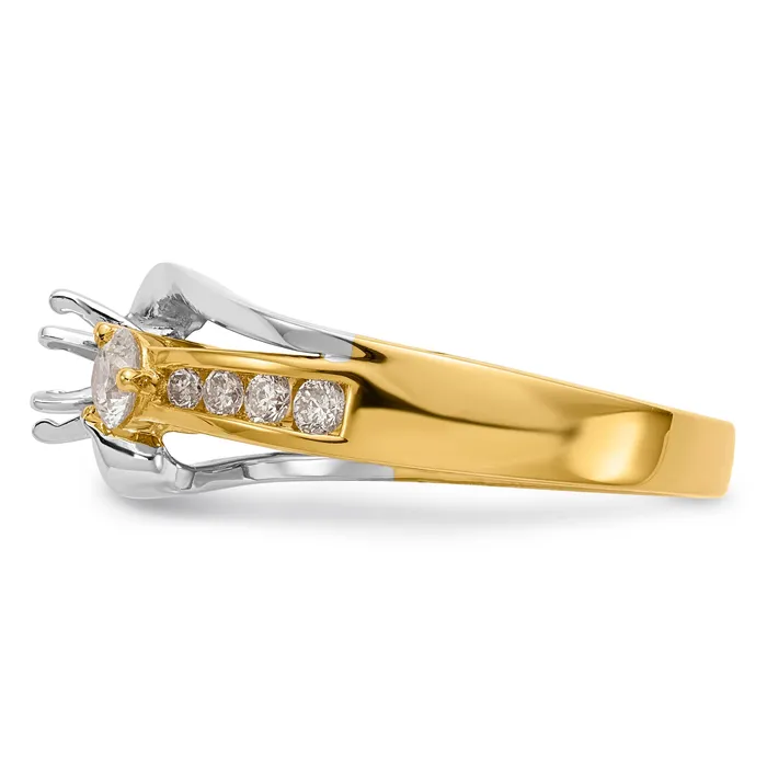 Rings Goldiacom 14K Two tone 3 Stone Diamond Peg Set CZ Engagement Ring