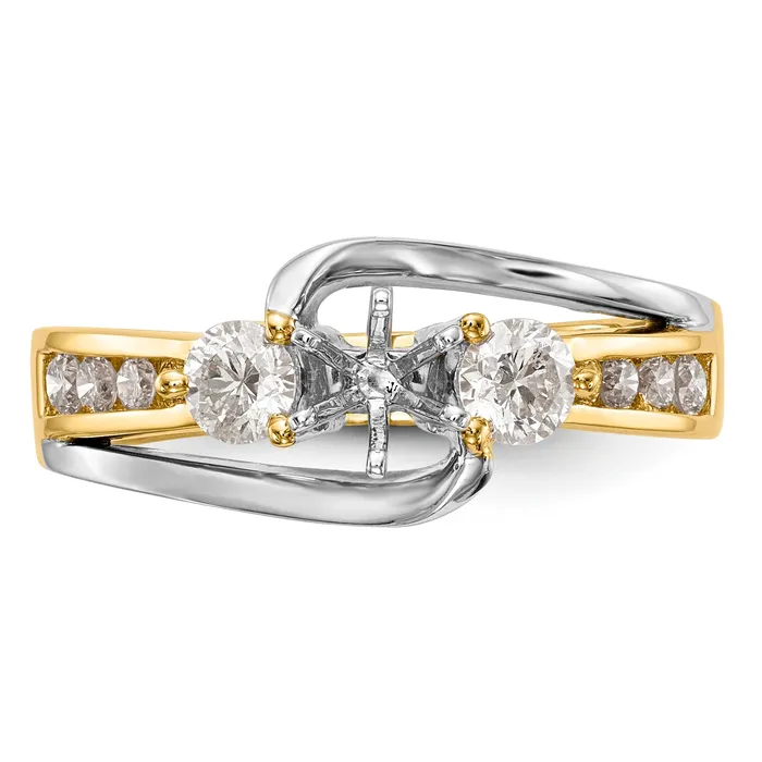 Rings Goldiacom 14K Two tone 3 Stone Diamond Peg Set CZ Engagement Ring