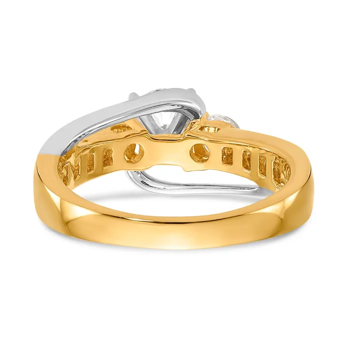 Rings Goldiacom 14K Two tone 3 Stone Diamond Peg Set CZ Engagement Ring