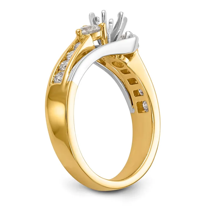 Rings Goldiacom 14K Two tone 3 Stone Diamond Peg Set CZ Engagement Ring