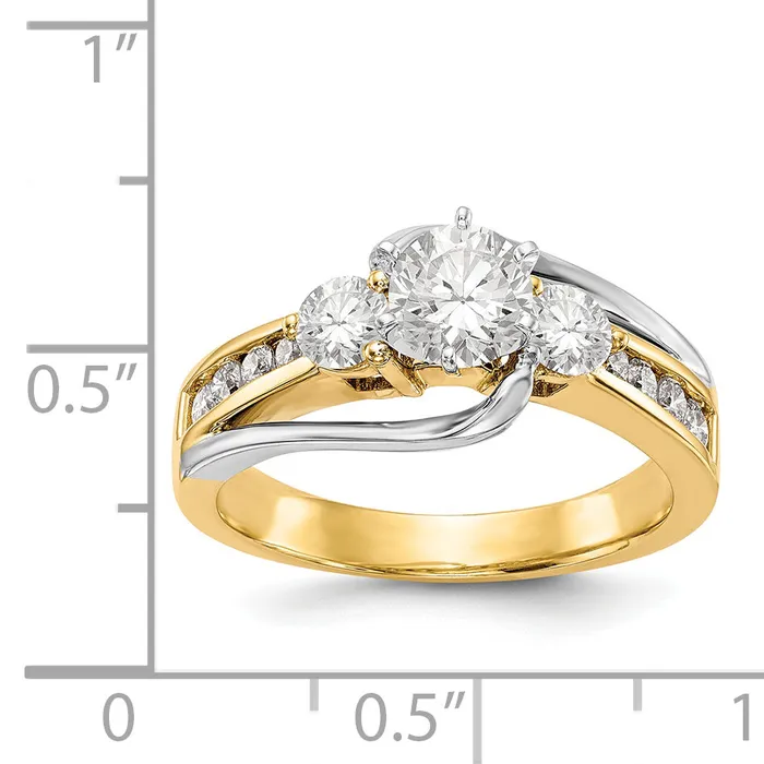 Rings Goldiacom 14K Two tone 3 Stone Diamond Peg Set CZ Engagement Ring