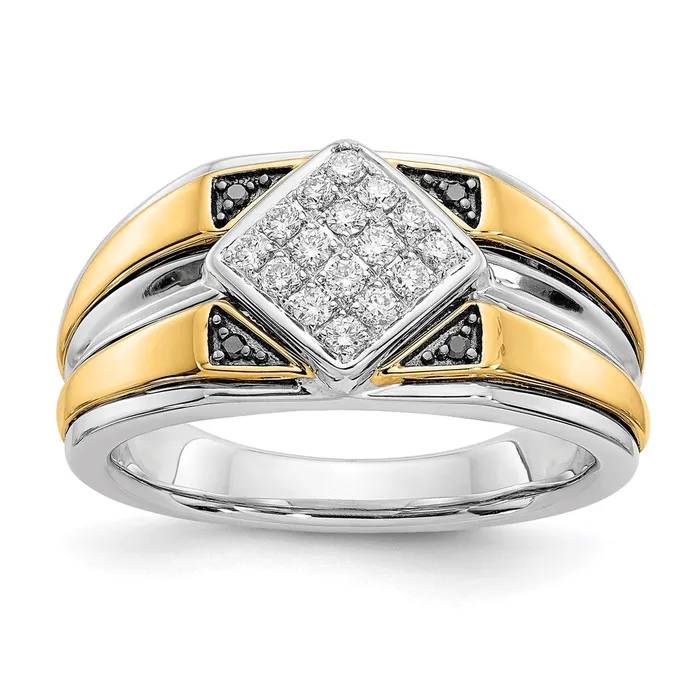 Rings Goldiacom 14k TwoTone Gold Black and White Real Diamond Mens Ring Rings Goldiacom 14k TwoTone Gold Black and White Real Diamond Mens Ring