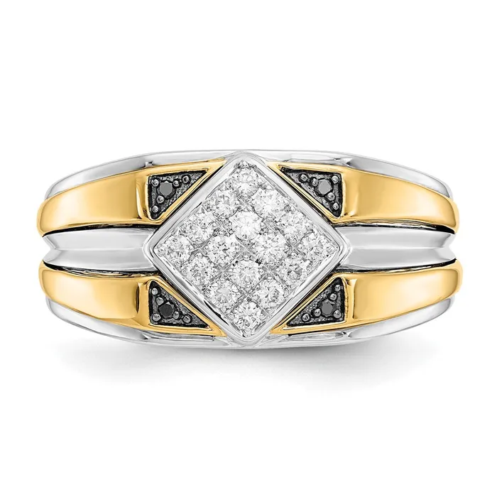 Rings Goldiacom 14k TwoTone Gold Black and White Real Diamond Mens Ring