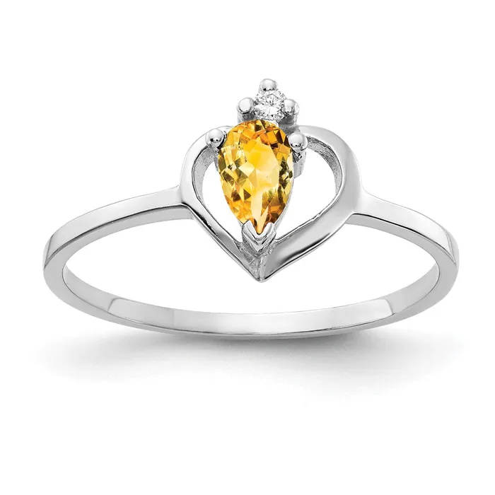 Rings Goldiacom 14k White Gold 5x3mm Pear Citrine A Real Diamond ring