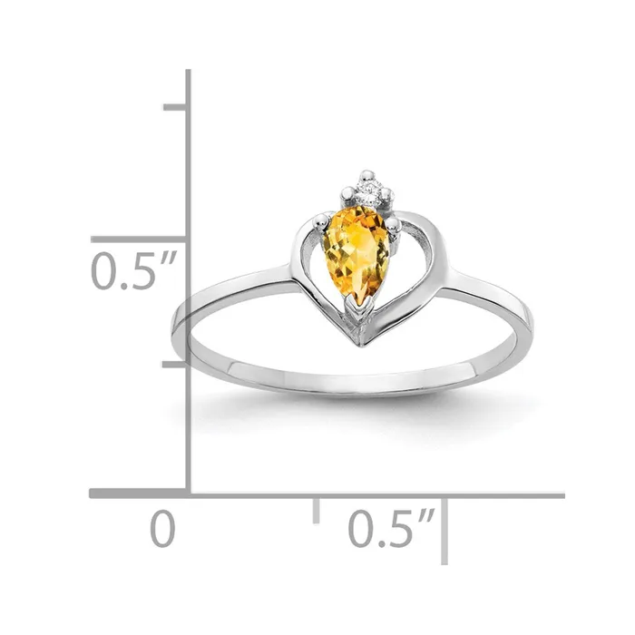 Rings Goldiacom 14k White Gold 5x3mm Pear Citrine A Real Diamond ring