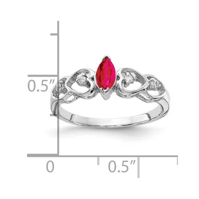 Rings Goldiacom 14k White Gold 6x3mm Marquise Ruby AA Real Diamond ring