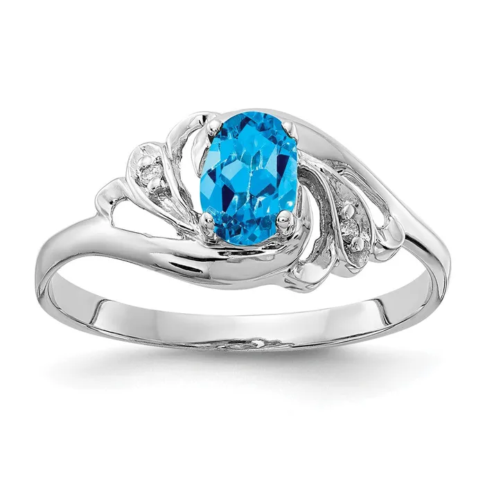 Rings Goldiacom 14k White Gold 6x4mm Oval Blue Topaz A Real Diamond ring Rings Goldiacom 14k White Gold 6x4mm Oval Blue Topaz A Real Diamond ring